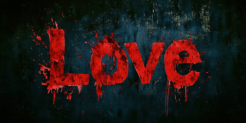 A red and black image of the word LOVE