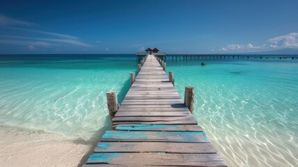 Obraz premium Wooden Pier Leading to Azure Waters