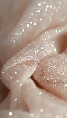 Fototapeta premium Close-up of delicate fabric with shimmering glitter, creating a luxurious and glamorous texture.
