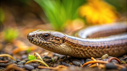 Obraz premium Close-up slow worm sneaking in forest