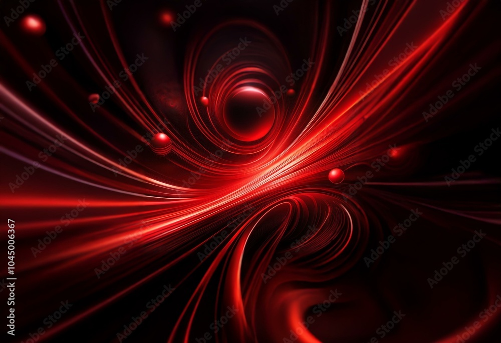 Poster Abstract background with red lines, glowing spheres, and a dark background.