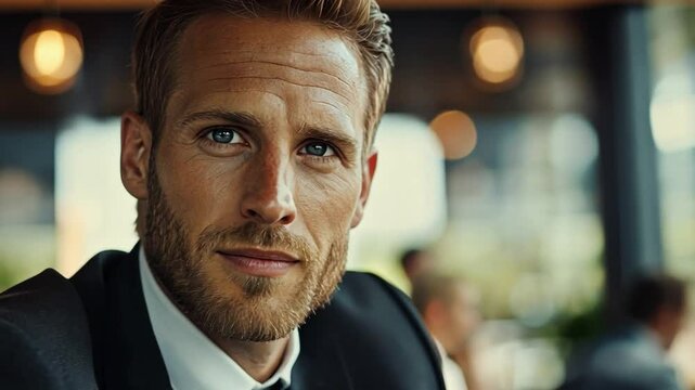 Handsome businessman at a business meeting