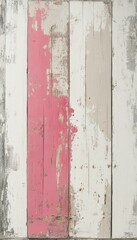 Obraz premium Weathered wooden planks with pink, white, and gray paint.