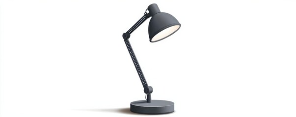 A desk lamp with adjustable neck, office lighting element, flat design illustration, minimalist style, isolated on white background