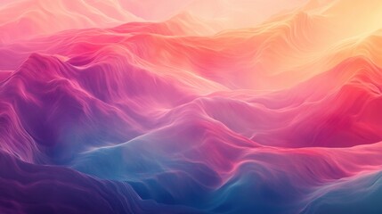 Fluid waves of color blending together, creating a harmonious abstract landscape with soft gradients