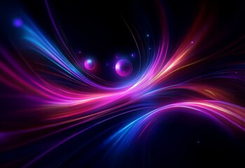 Bright, colorful, and abstract streaks of light curve and blend together in this illustration.