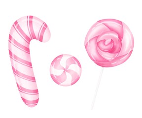 Clipart of Watercolor lollipops. Watercolor festive lollipops. 