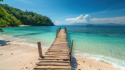 Fototapeta premium Wooden Jetty Leading to Turquoise Waters