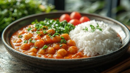 Delicious Japanese Curry with Rice on a Clean Backdrop Ideal for Food Menus and Culinary Blogs Showcasing Asian Cuisine