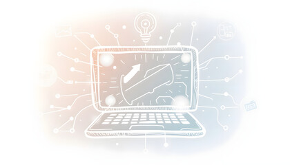 Futuristic internet communication concept isolated with white highlights, png