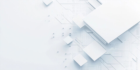 Obraz premium 3d image, design of an abstract and modern white background. template for presentation, power point, poster, web, backrog. tehcnological and geometrical background. laptop. architectural.