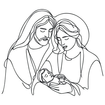 holy family line art clip art preview