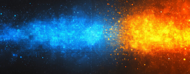 Obraz premium abstract digital background featuring striking contrast of blue and orange hues, creating dynamic visual experience filled with energy and movement