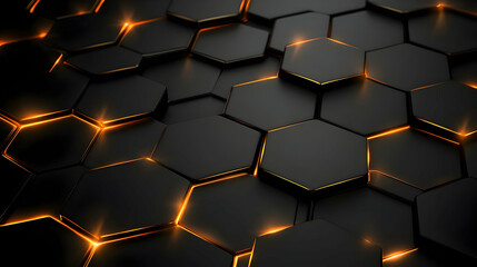 Black and Orange 3D Hexagon Background