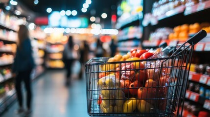 Shopping Cart Full of Fresh Produce