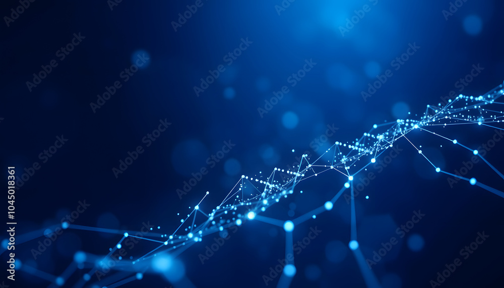 Wall mural abstract particle technology background. big data, network connection structure, data transfer on da