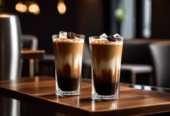 coffee, glass, drink, latte, beverage, milk, cream, cup, cafe, chocolate, hot, cappuccino, brown, foam, food, white, sweet, cocktail, cold, espresso, dessert