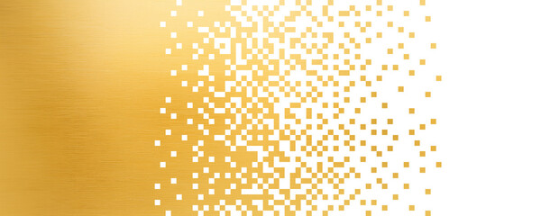 Abstract background with golden metallic pixels scattered, dissolved 