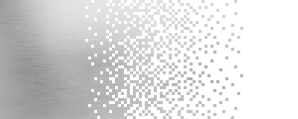 Abstract background with silver metallic pixels scattered, dissolved 