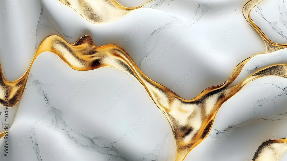 Wall mural Abstract Background with Gold and White Marble