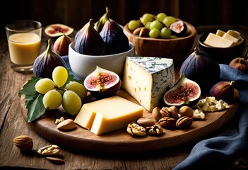 decadent cheese platter featuring assorted garnishes visually appealing culinary experience, appetizer, charcuterie, gourmet, decorative, selection