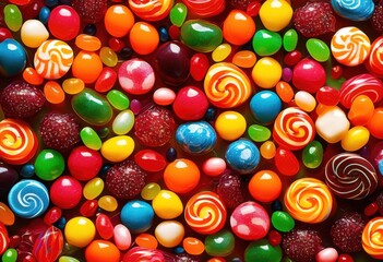 Fototapeta premium vibrant colorful candy assortment set striking backgrounds showcasing variety delight, rainbow, lgbtq, lgbt, pride, love, equality, assorted, sweets