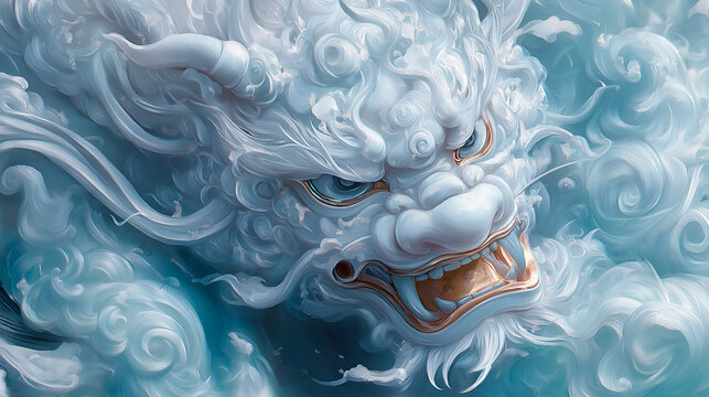 digital art illustration of Japanese demon, oni, tengu, Hannya masks. 