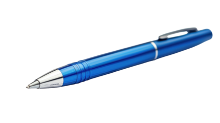 Elegant blue pen resting on a white surface, ready for creative writing or sketching ideas