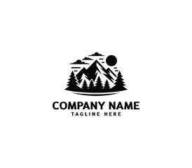Vector mountain peaks logo design. Hill logo, Adventure logo. Modern mountain logo template