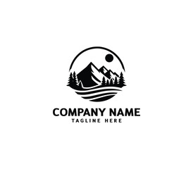 Vector mountain peaks logo design. Hill logo, Adventure logo. Modern mountain logo template