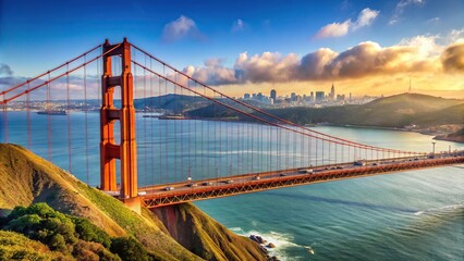 Obraz premium Close-up view of famous Golden Gate Bridge