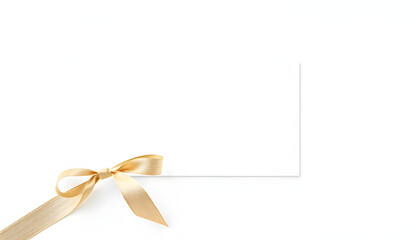 5x7 card mockup with beige ribbon isolated with white highlights, png
