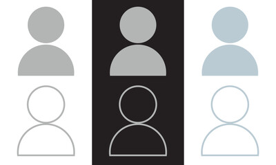 profile default avatar solid web and editable stroke icon set. user account  DP symbol for social media website, app. isolated on white and black background. Vector illustration. EPS 10