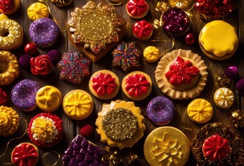 Fototapeta premium vivid close extravagant assortment treats featuring colorful pastries enticing culinary experience, rainbow, lgbtq, lgbt, pride, love, equality, candy