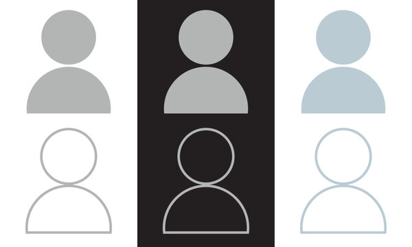 profile default avatar solid web and editable stroke icon set. user account  DP symbol for social media website, app. isolated on white and black background. Vector illustration. EPS 10