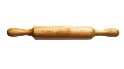 A classic wooden rolling pin nestled on a clean surface ready for baking creations