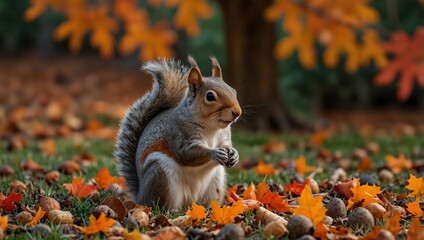 squirrel in autumn park
