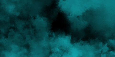 abstract cloud and vapor texture background. Black and teal smoke aquarelle smudge illustration smooth grungy smokey light pastel colors ink glow. Teal color powder explosion	
