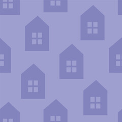 Purple seamless pattern with purple house