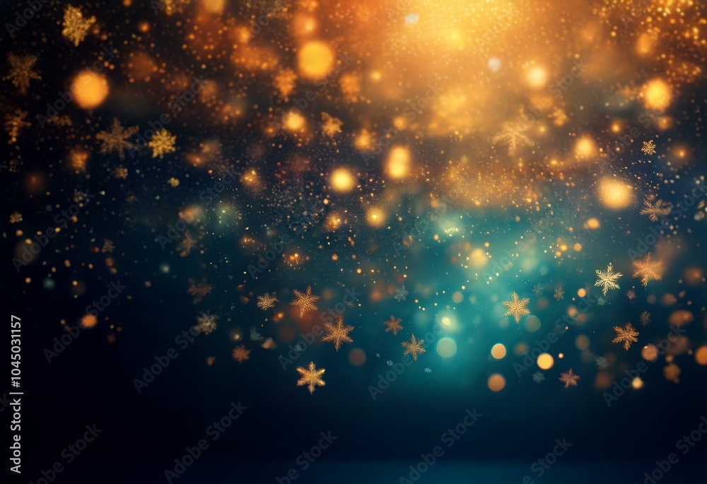 Poster a dark blue background with a swirling pattern of blurred lights and snowflakes.