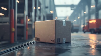 Obraz premium Biodegradable Mailing Box in Industrial Setting