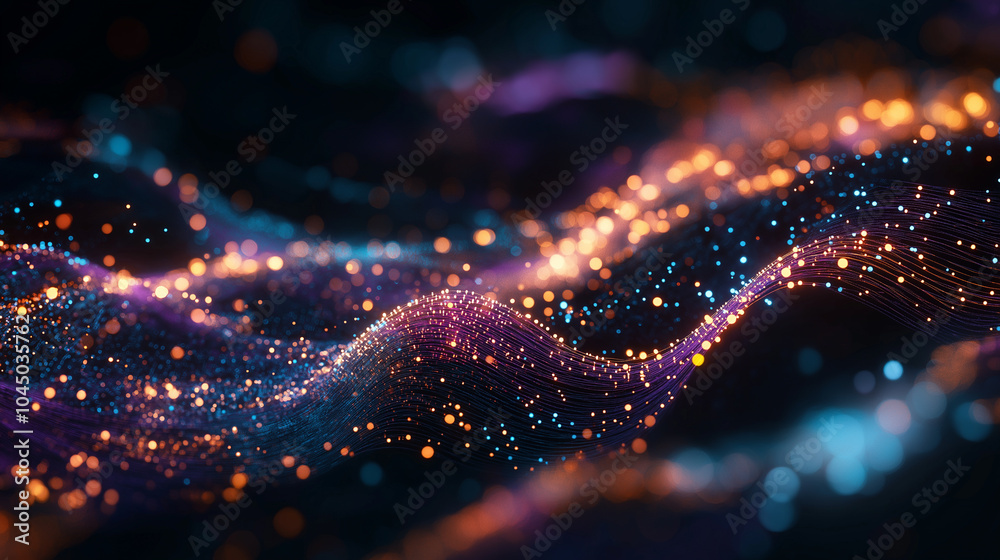 Poster a beauty futuristic abstract background in a high-tech style. shining lines and patterns resembling 