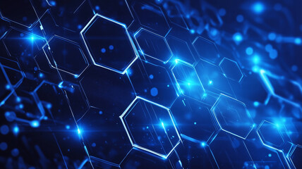 Hexagonal technology abstract background with energy flashes in futuristic modern technology