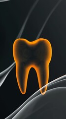 Teeth whitening concept. abstract glowing tooth surrounded by soft lighting and smooth flowing lines, representing strength, cleanliness, and confidence. Teeth whitening procedure poster, dental