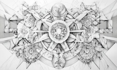 Naklejka premium Abstract geometric drawing in black and white.