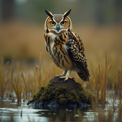 The owl in the swamp