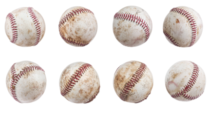 Old and worn baseballs clustered together, capturing the spirit of the game and memories shared