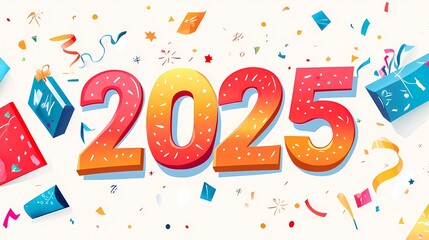 Fototapeta premium New Year illustration theme 2025 poster background 