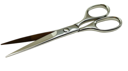 Shiny stainless steel scissors resting on a neutral surface ready for crafting tasks