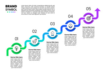 Infographic template. Rising line with 5 steps